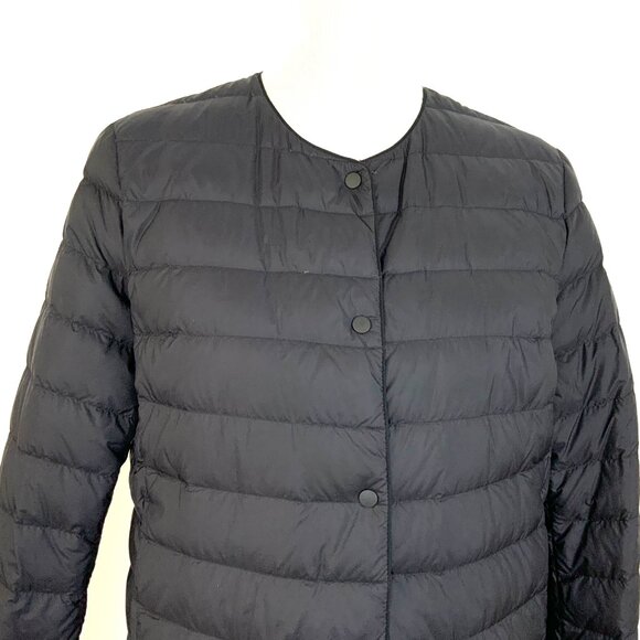 Uniqlo Black Quilted Down Puffer Snap Front Sz M - Picture 5 of 16